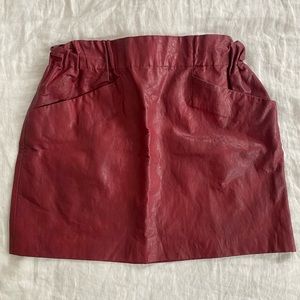 Zara red faux leather skirt with pockets size medium